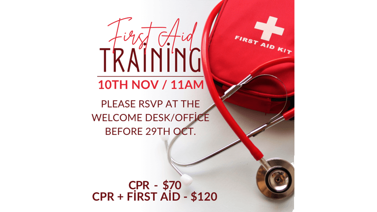 Banner for event 'First Aid training' at Caboolture Baptist Church